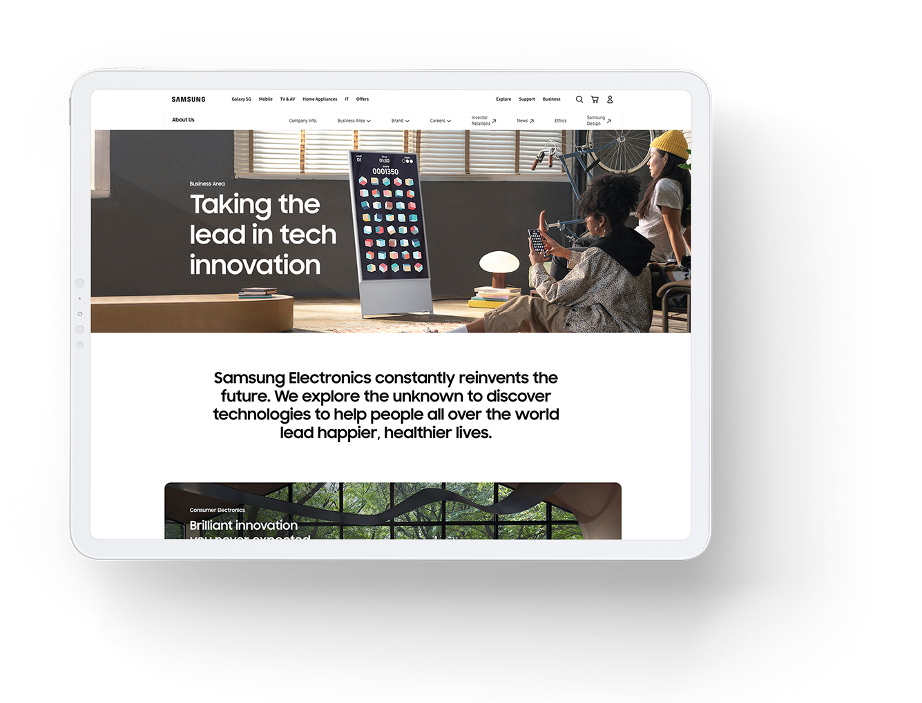 Samsung About Us — Taking the lead in tech innovation 태블릿 화면