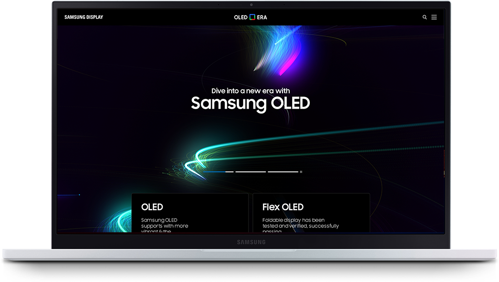 Samsung OLED ERA 브랜드 사이트 노트북 화면