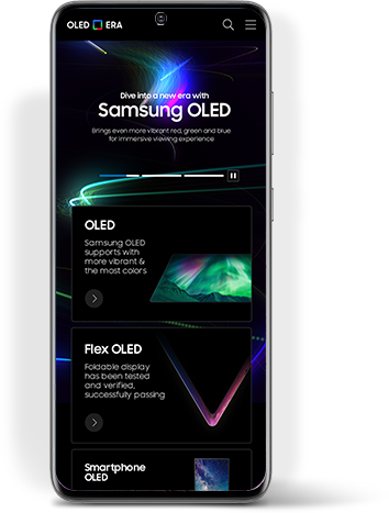 Samsung OLED ERA 브랜드 사이트 스마트폰 화면
