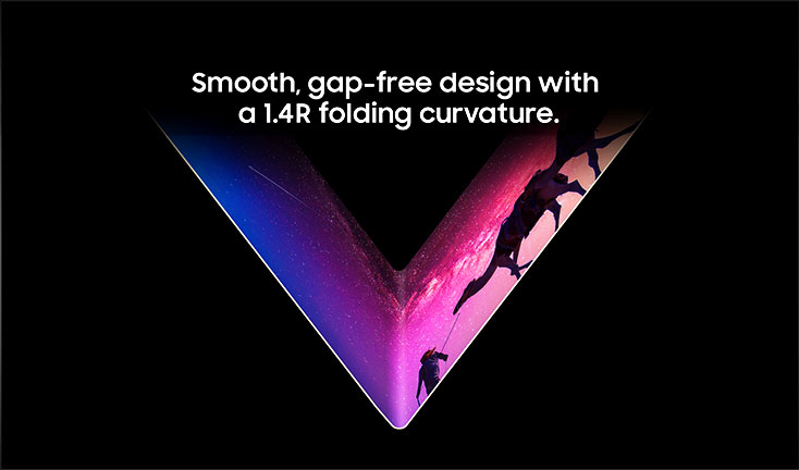 삼성 OLED 1.4R 폴딩 곡률 — 갭 없는 부드러운 디자인